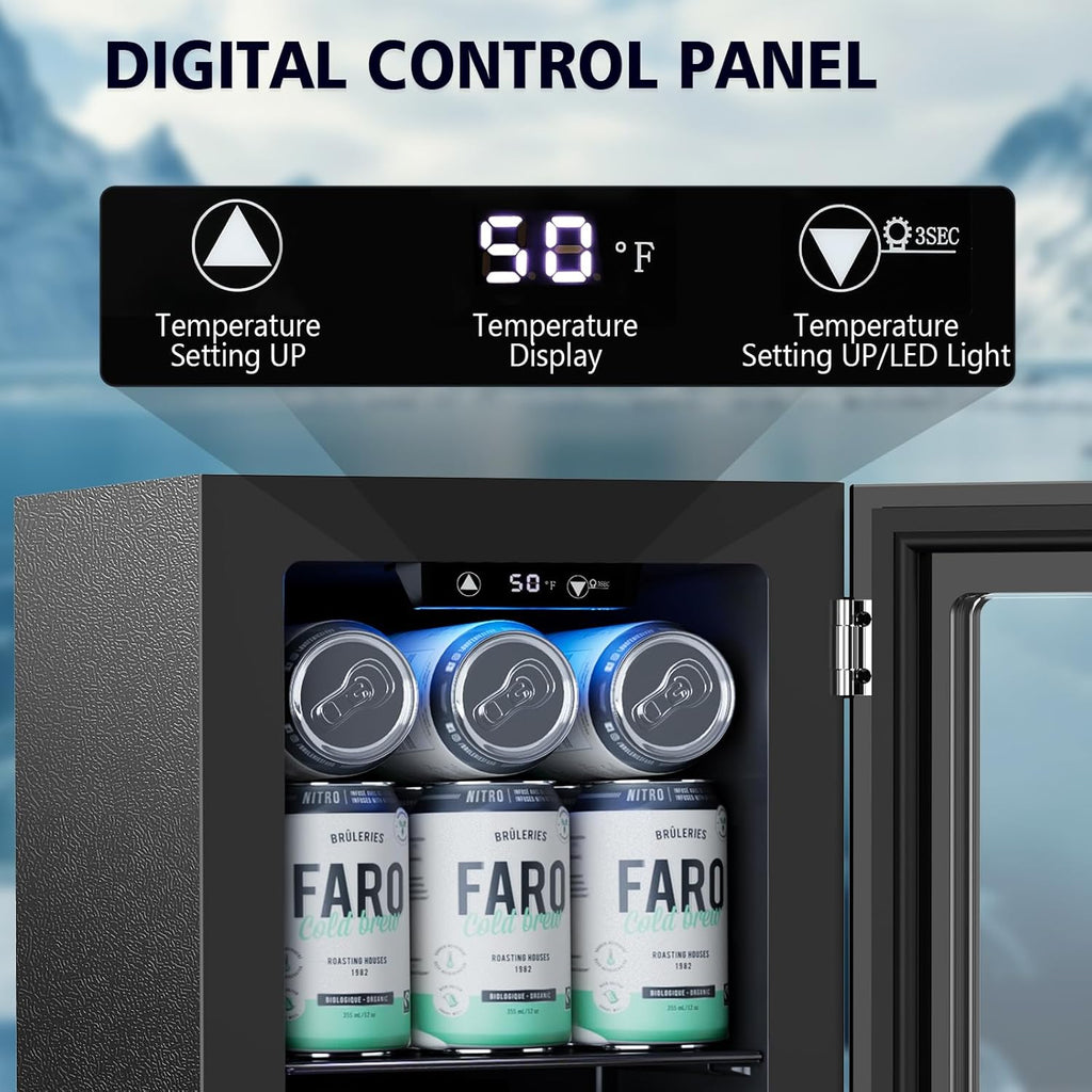Commercial Beverage Refrigerator 24-Can Mini Fridge, Countertop Wine Cooler Smal
