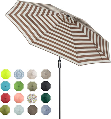 Patio Market Outdoor Table Umbrella with Auto Tilt and Crank