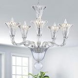 5 Light Crystal Chandelier, Modern Dining Room Light Fixture, Clear Crystal Pendant Light for Bathroom Bedroom Livingroom, D19xW19xH23, E12 Socket A100-B0DSPBZZ2Q