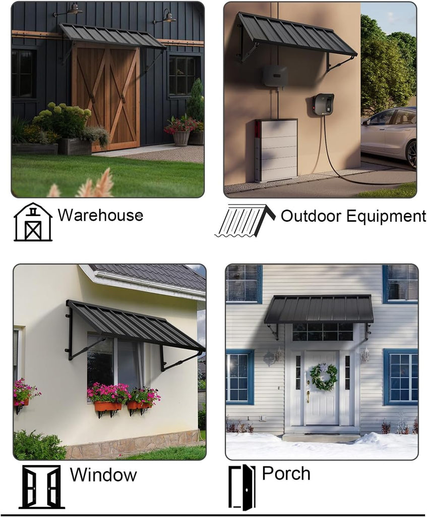 Metal Awning for Door Entrance, 54x24 Inches Adjustable Angle Window Awnings , Sunsetter Shade Canopy Outdoor