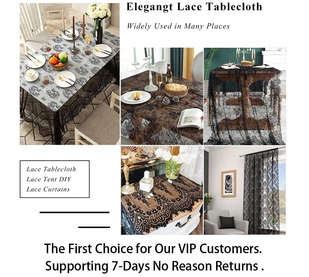 Lace Tablecloth Black 60x120 Inches Rectangle