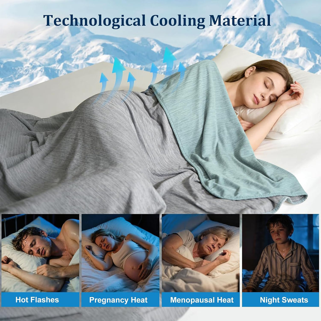 Double-Sided Cooling Blanket, Arc-Chill Q-Max >0.5 Cooling Fiber for Hot Sleepers Night Sweat Relief Lightweight