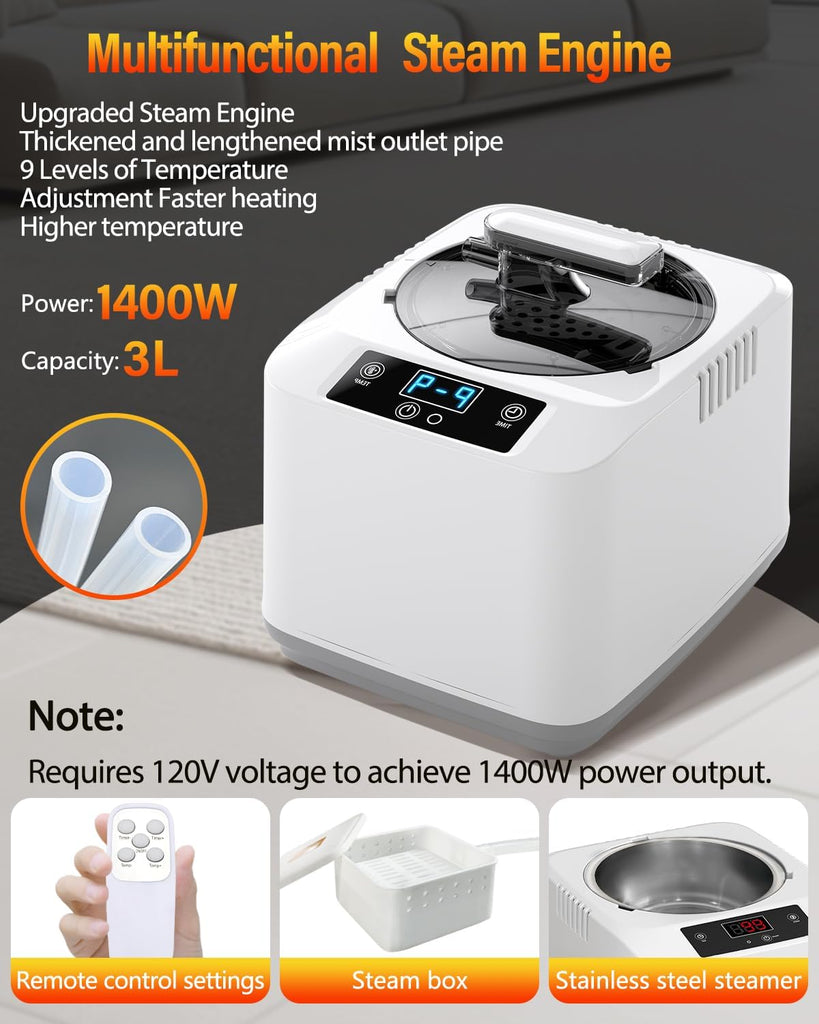 Portable Steam Sauna Tent for Home, Infrared Sauna with 3L Steamer, 9 Temp Levels & 99 Min Timer