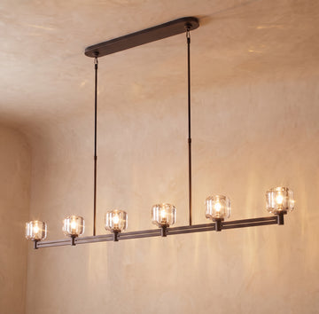 Inspired Demaret Style 72 Inch Linear Crystal Chandelier Bronze - Main Product View