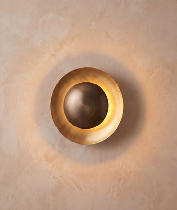 Inspired Cosmic Style 18" Round Wall Sconce Lacquered Burnished Brass - Main Product View