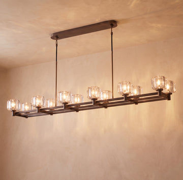 Inspired Demaret Style 72 Inch Double Linear Crystal Chandelier Bronze - Main Product View