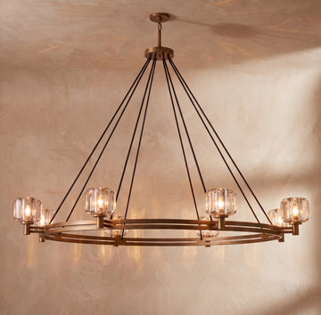 Inspired Demaret Style 60 Inch Round Crystal Chandelier Bronze - Main Product View