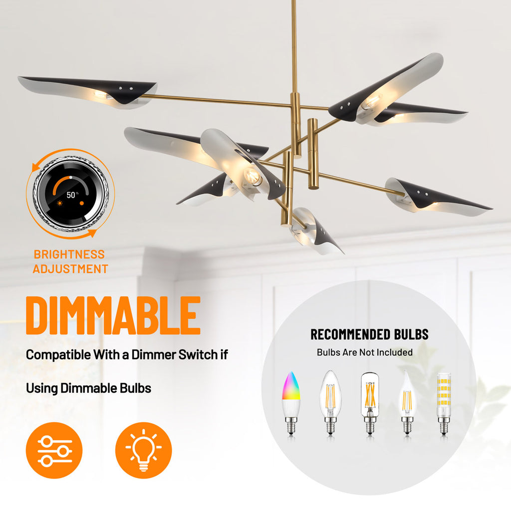 8-Light 39.4" Rotatable Sputnik Sphere Chandelier