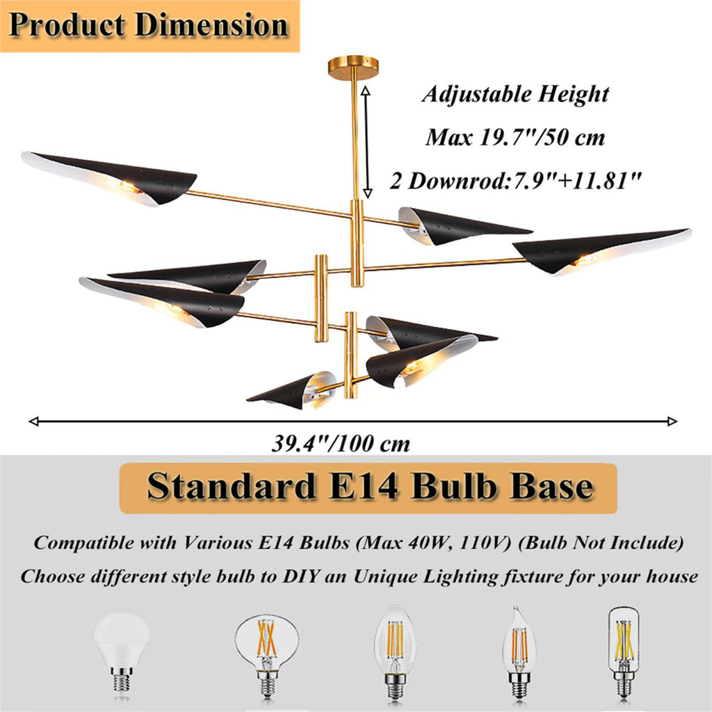 8-Light 39.4" Rotatable Sputnik Sphere Chandelier