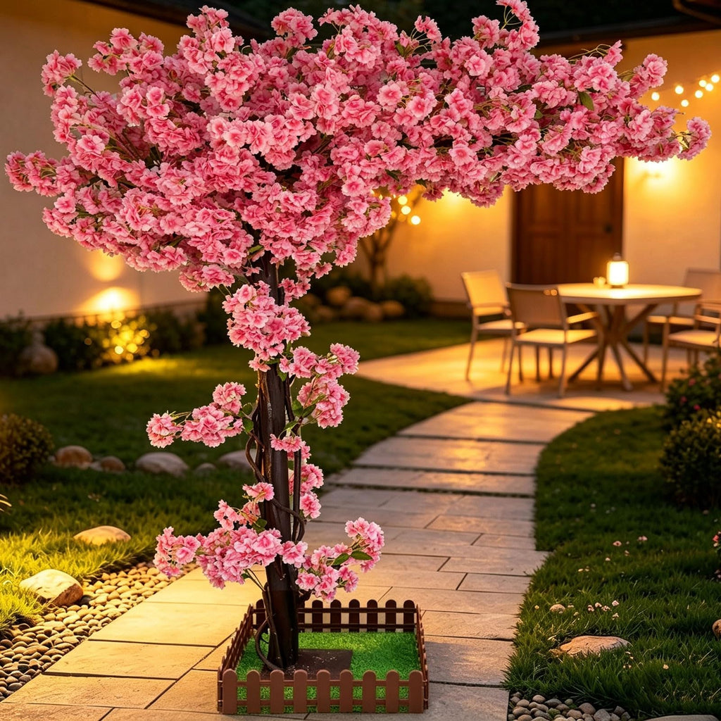 6.7FT Upgraded Artificial Cherry Blossom Trees, Pink Gradient Sakura Tree