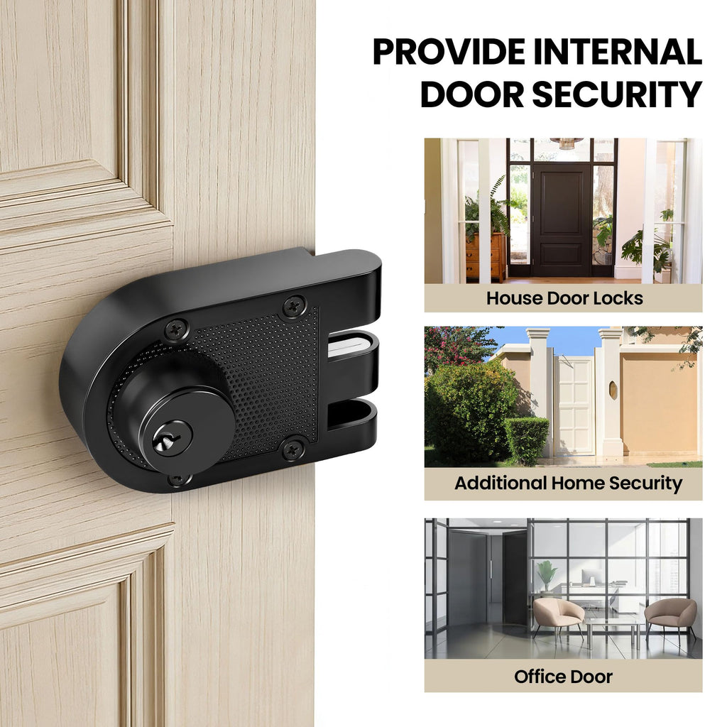 Jimmy Proof Deadbolt Lock, Keyed Entry Lock (Matte Black-Double Cylinder)