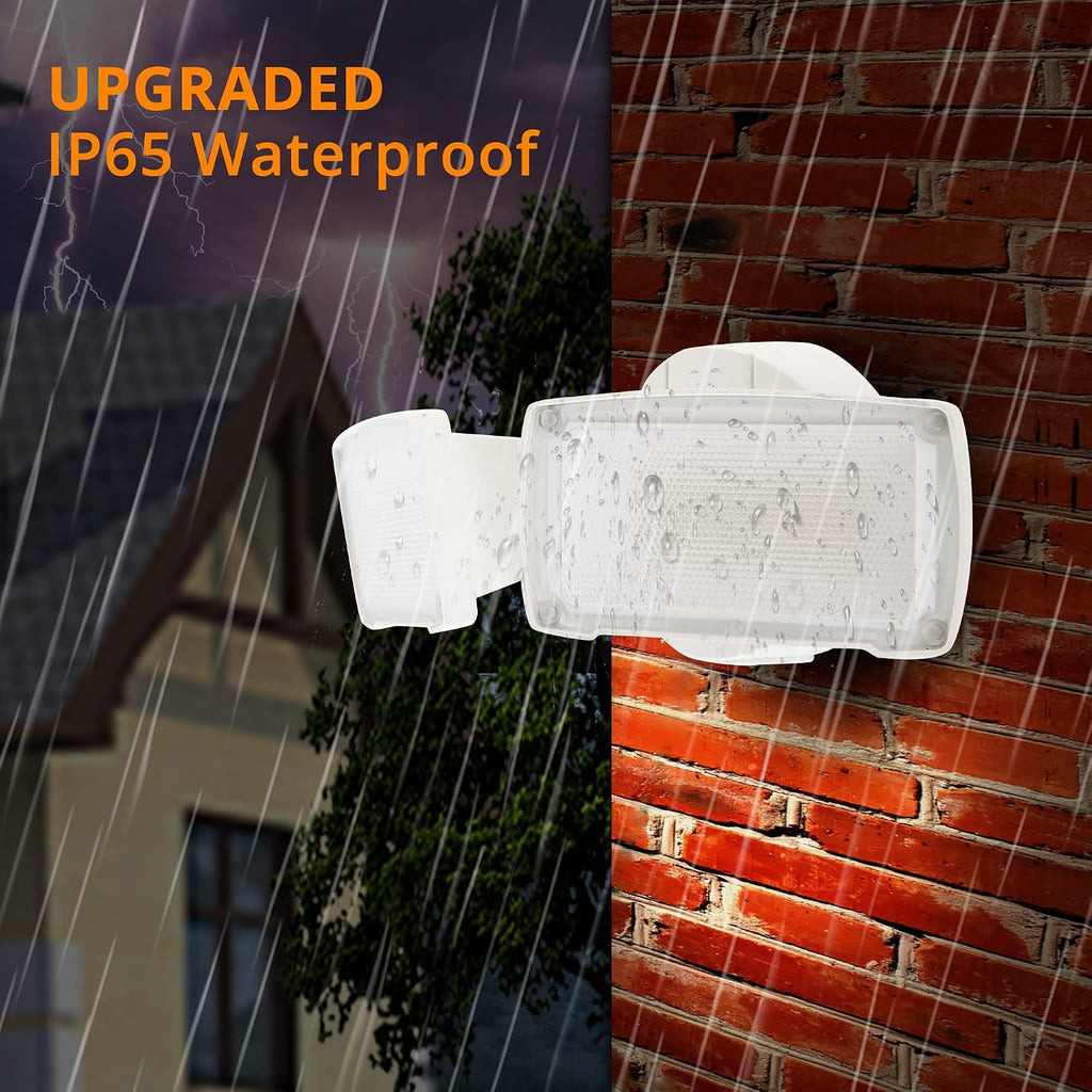 2-Pack 19W Dusk to Dawn LED Security Light Outdoor, 2 Adjustable Head, 2000LM, 5000K, IP65 Waterproof, Super Bright