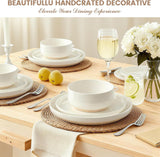 Plates and Bowls Sets, Scratch Resistant Dinnerware Sets for 8, 24 Pieces Porcelain Ceramic Dishware Dishes Set