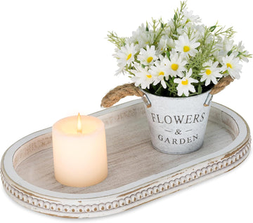 Decorative Trays for Coffee Table : White Oval Centerpiece Tray Wood Entry Table Decor Round Bathroom Tray Kitchen