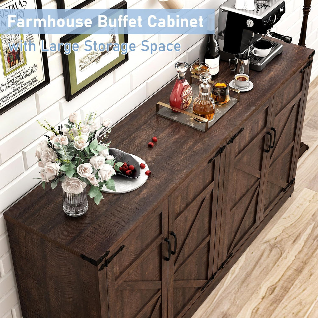 Sideboard Buffet Cabinet with Storage - 65 Inch Farmhouse Kitchen Pantries Sideboard Cabinets with Adjustable Shelves