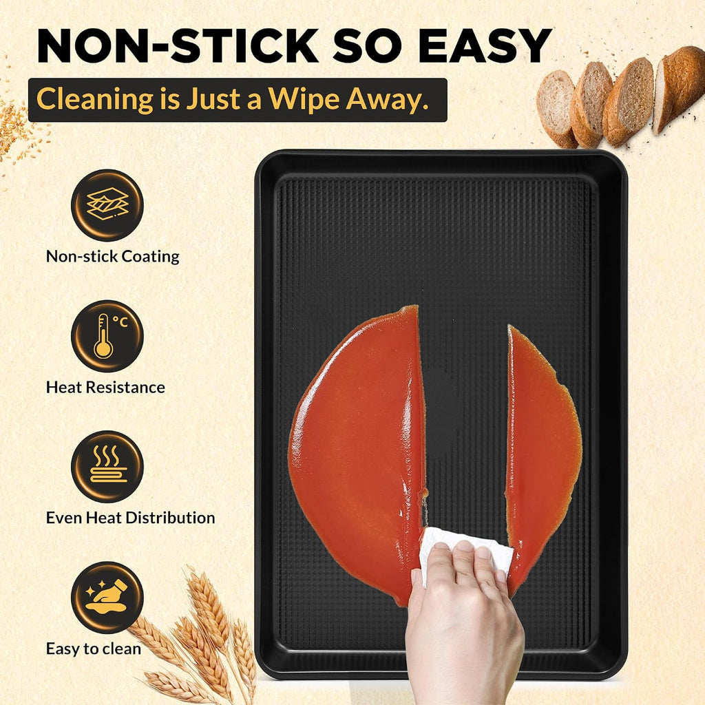Saker 3-Piece Heavy Duty Carbon Steel Sheets Set Non-Stick | | Cookie Sheets,Oven Safe, Even Heating, for , Roasting
