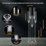 4 Set 5 Arms 34.6'' Acrylic Candelabra Centerpieces,Clear 5 Arms Candlesticks Holder with Acrylic Shade for