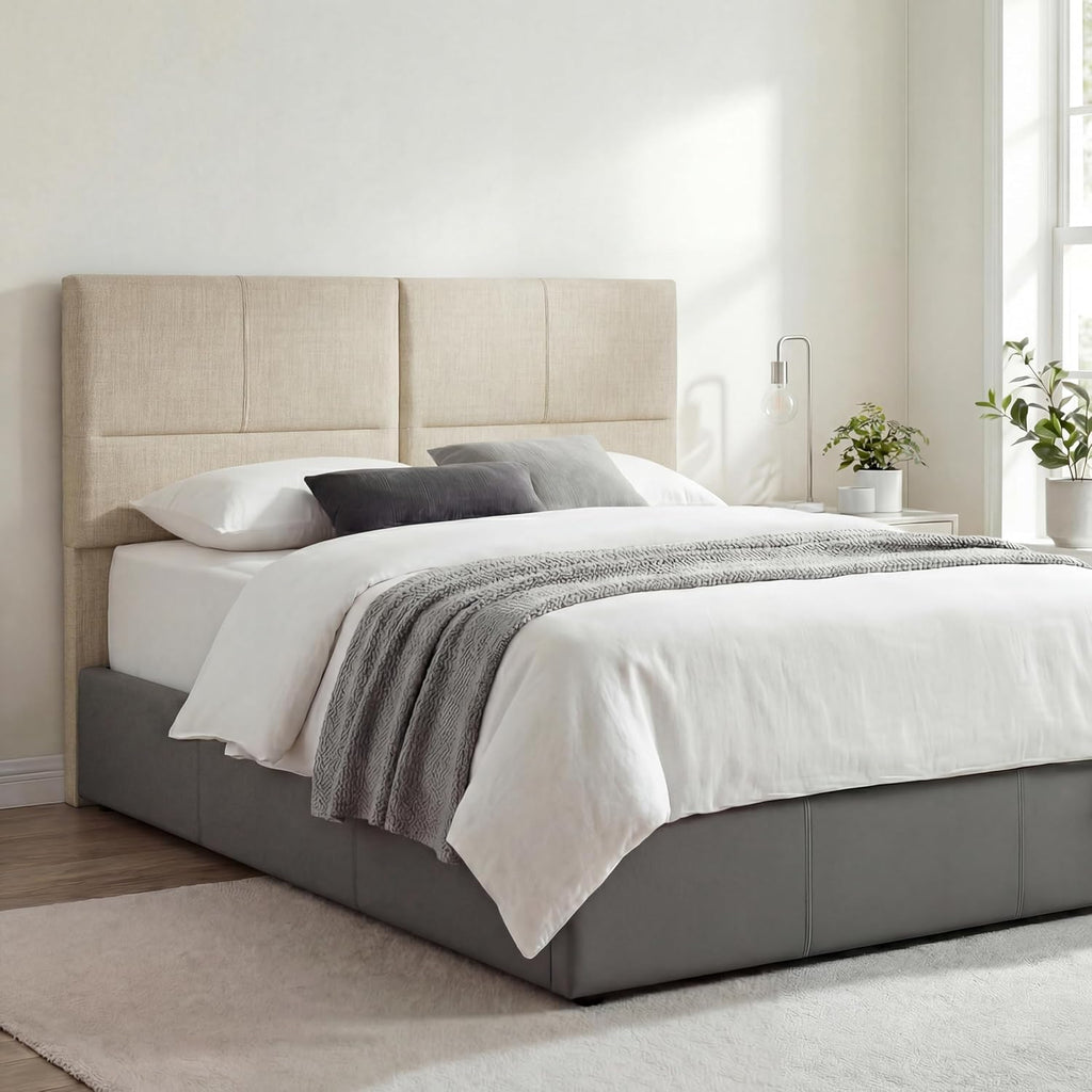 Upholstered Headboards Queen/Full Linen Panels with Durable Metal Legs Adjustable Height Bed headboard Oatmeal