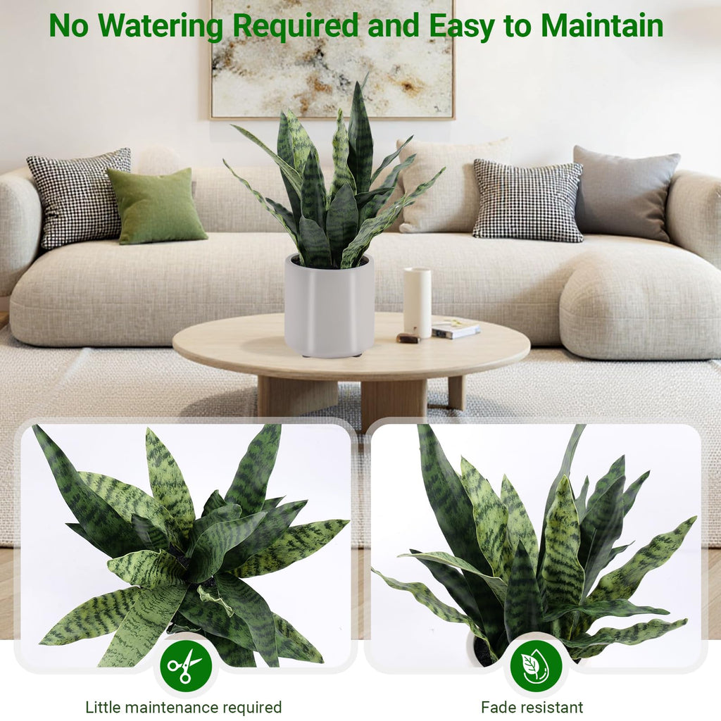 Faux Snake Plant 22" Tall, Realistic Touch Leaves, Potted Artificial Plants Indoor Decor Small Office Home Living Room