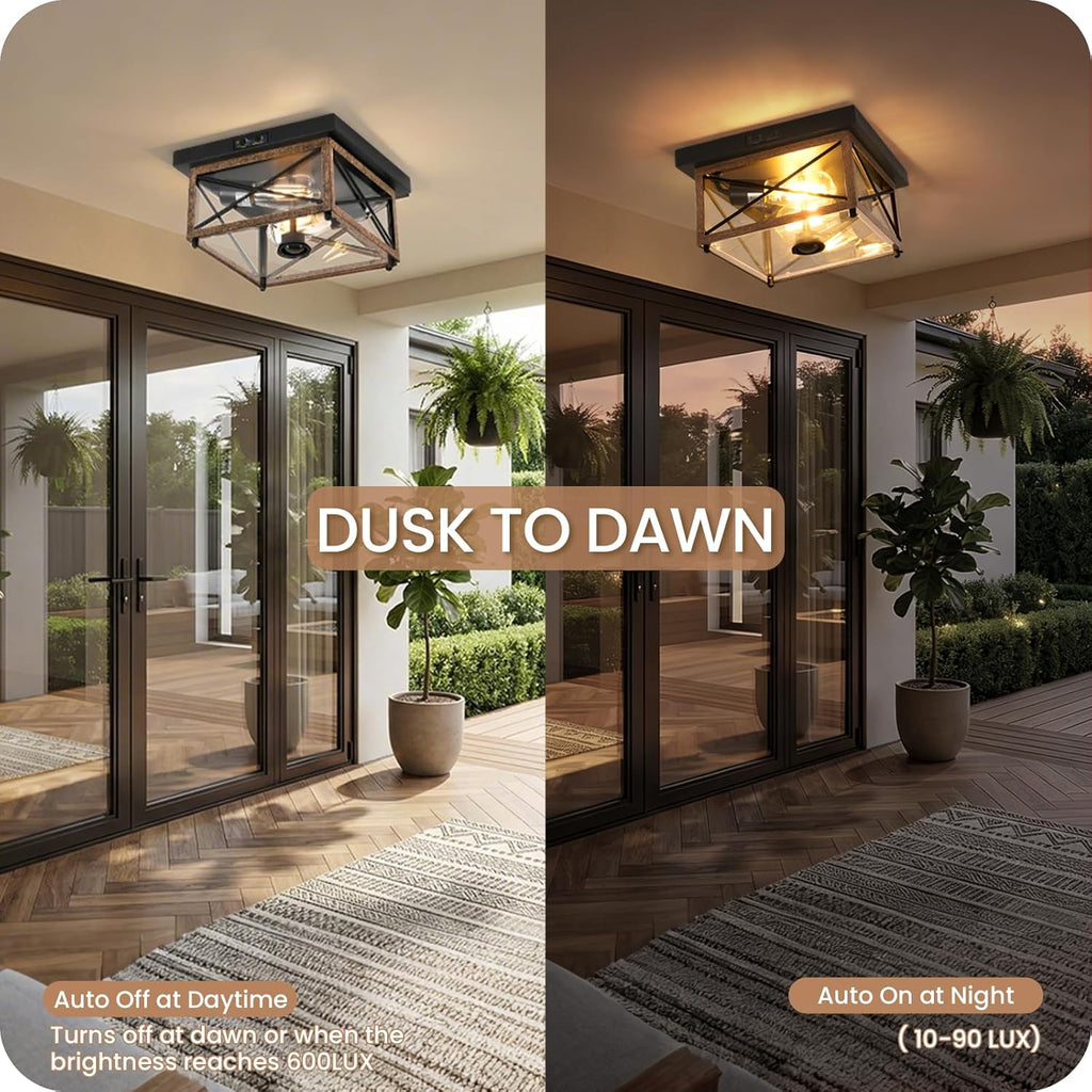 Outdoor Ceiling Light with Motion Sensor, Flush Mount Porch Ceiling Lights Outdoor