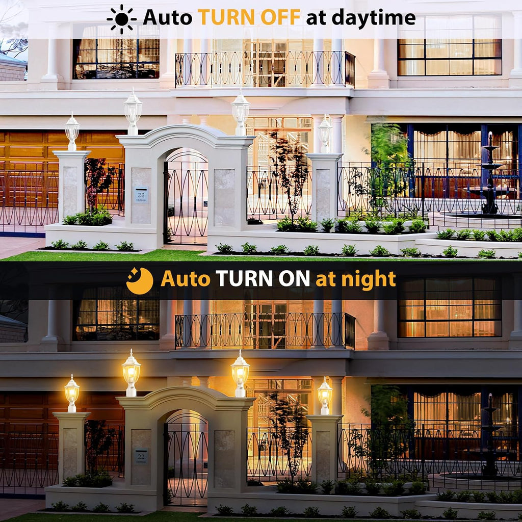 Dusk to Dawn Outdoor Post Lights, Waterproof Aluminum White Lamp Post Light Fixture