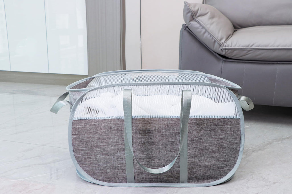 Pop Up Laundry Hamper, with Durable Handles collapsible laundry basket, Easy to Open and Fold for college Dorm, kids