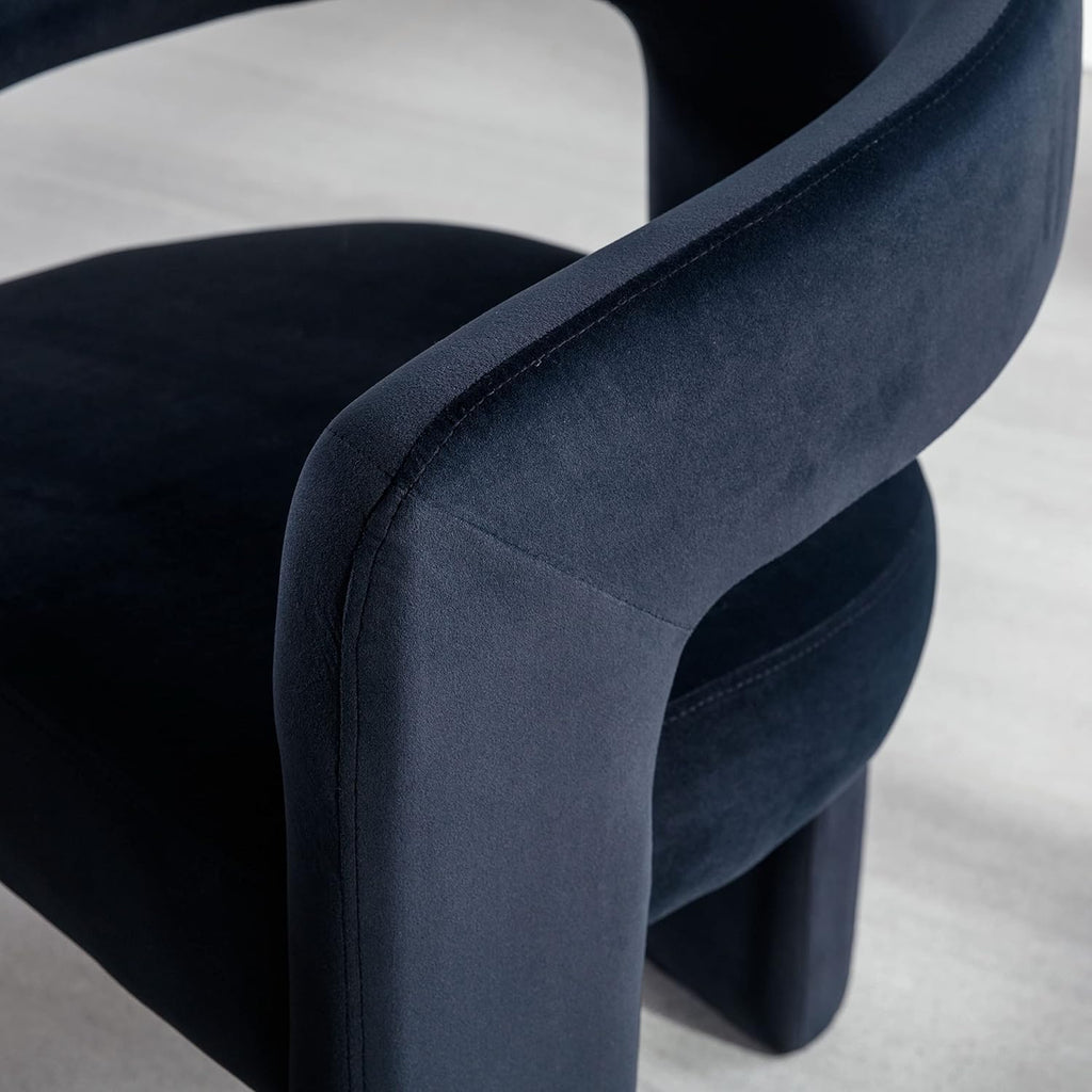 Black Modern Barrel Dining Chairs Set of 2, Velvet Upholstered Accent Side Chair with Arms Comfy Makeup Vanity Chairs