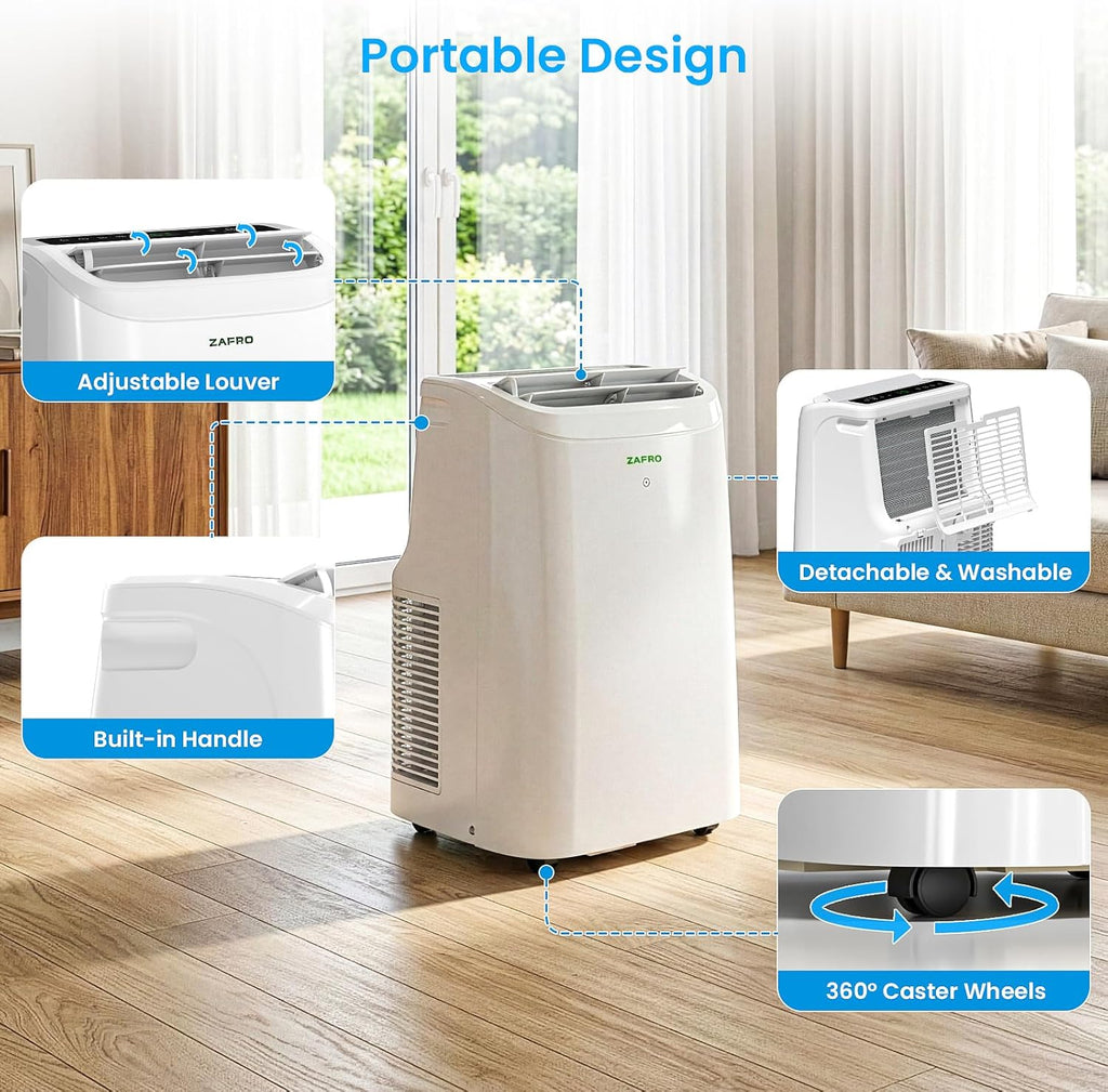 Portable Air Conditioners, 10000 BTU (6000 BTU SACC), Portable AC with Drainage-free Cooling, Fan & Dehumidifier