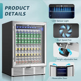 24 Inch Beverage Refrigerator, 180 Can Built-in Beverage Cooler, Under Counter B