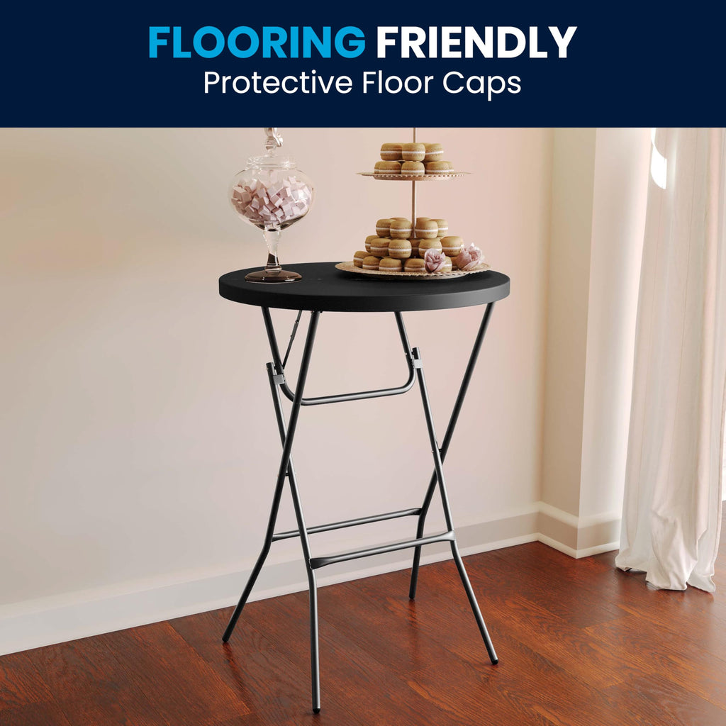 2.6-Foot Round Black Plastic Folding Table