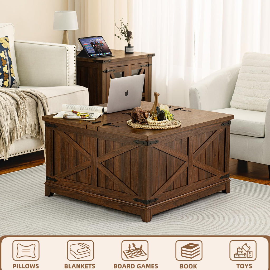 Farmhouse Coffee Table Set 3, End Table and Coffee Table