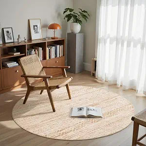 Round Rugs 8ft Washable Moroccan Circle Rug Beige