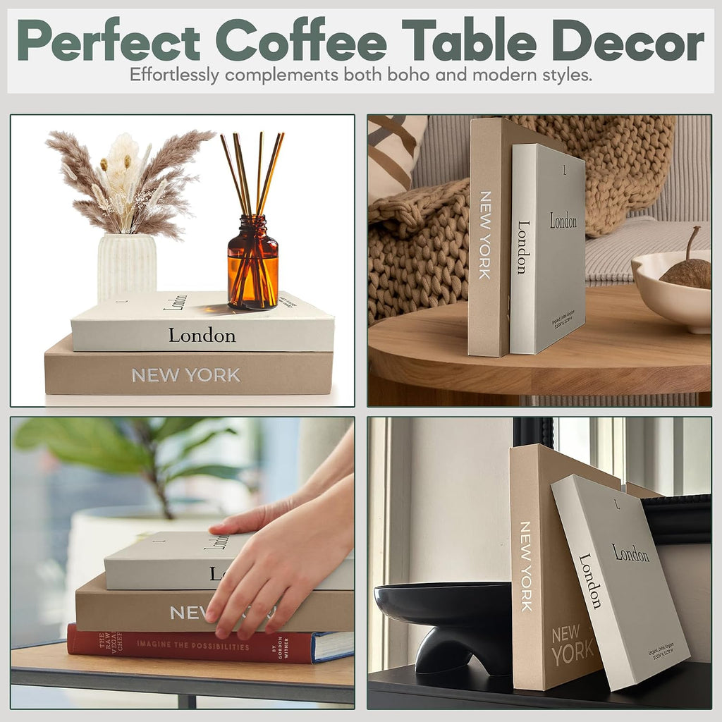 Faux Book Storage Box Set - Decorative Faux Books with Hidden Storage for Coffee Table Decor, Bookshelf or Mantle