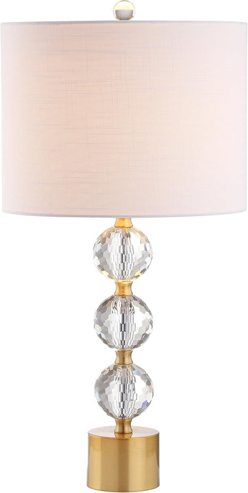 25.25" Clear and Brass Gold Crystal Table Lamp