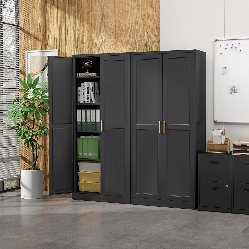 71"Metal Pantry Storage Cabinet with Doors & 4 Adjustable Shelves | Kitchen Pantry Cabinet,Black Kitchen Cabinet with