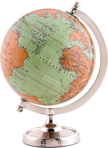 6" Light Green Earth Globe for Desk & Office Decor 6-inch Classy Desktop World Rotating Globe with Silver Stand (NOT