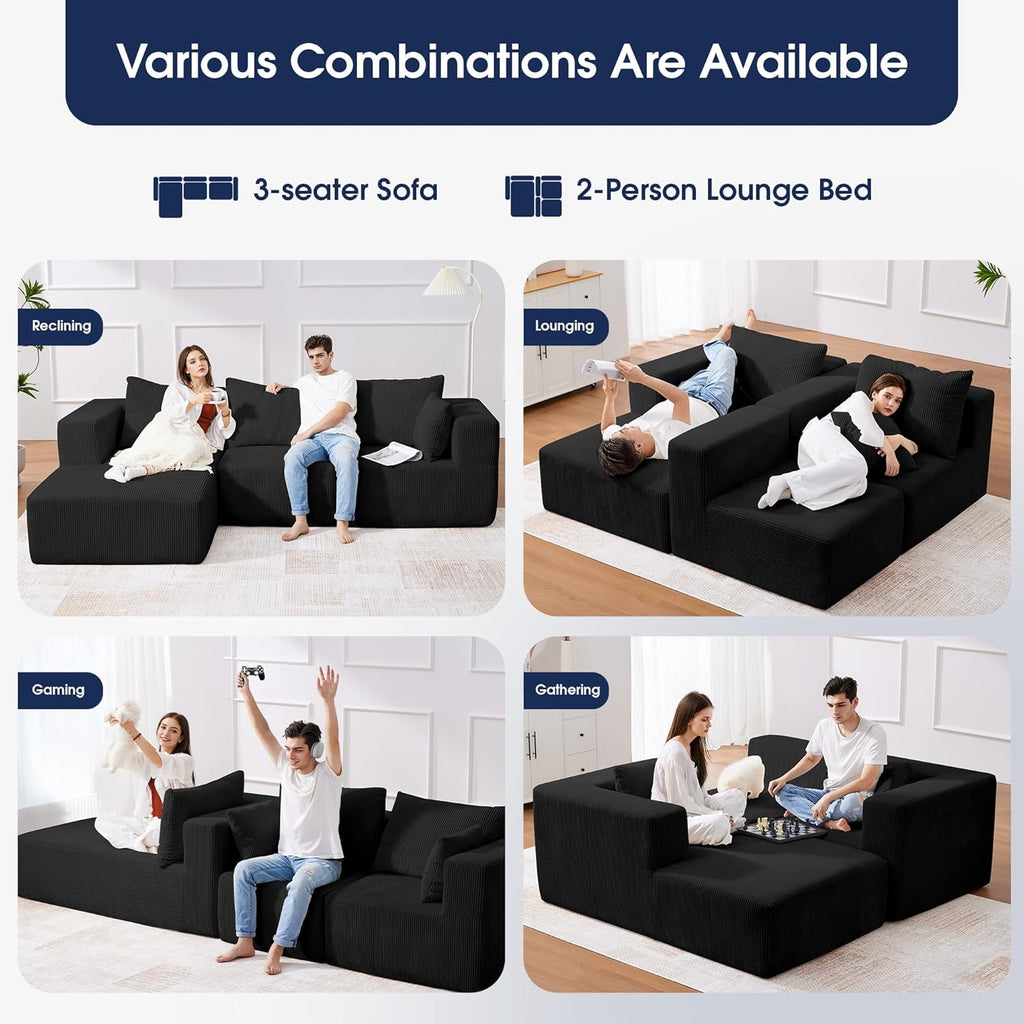 107'' Modular Sectional Sofa, L Shaped Cloud Couch for Living Room