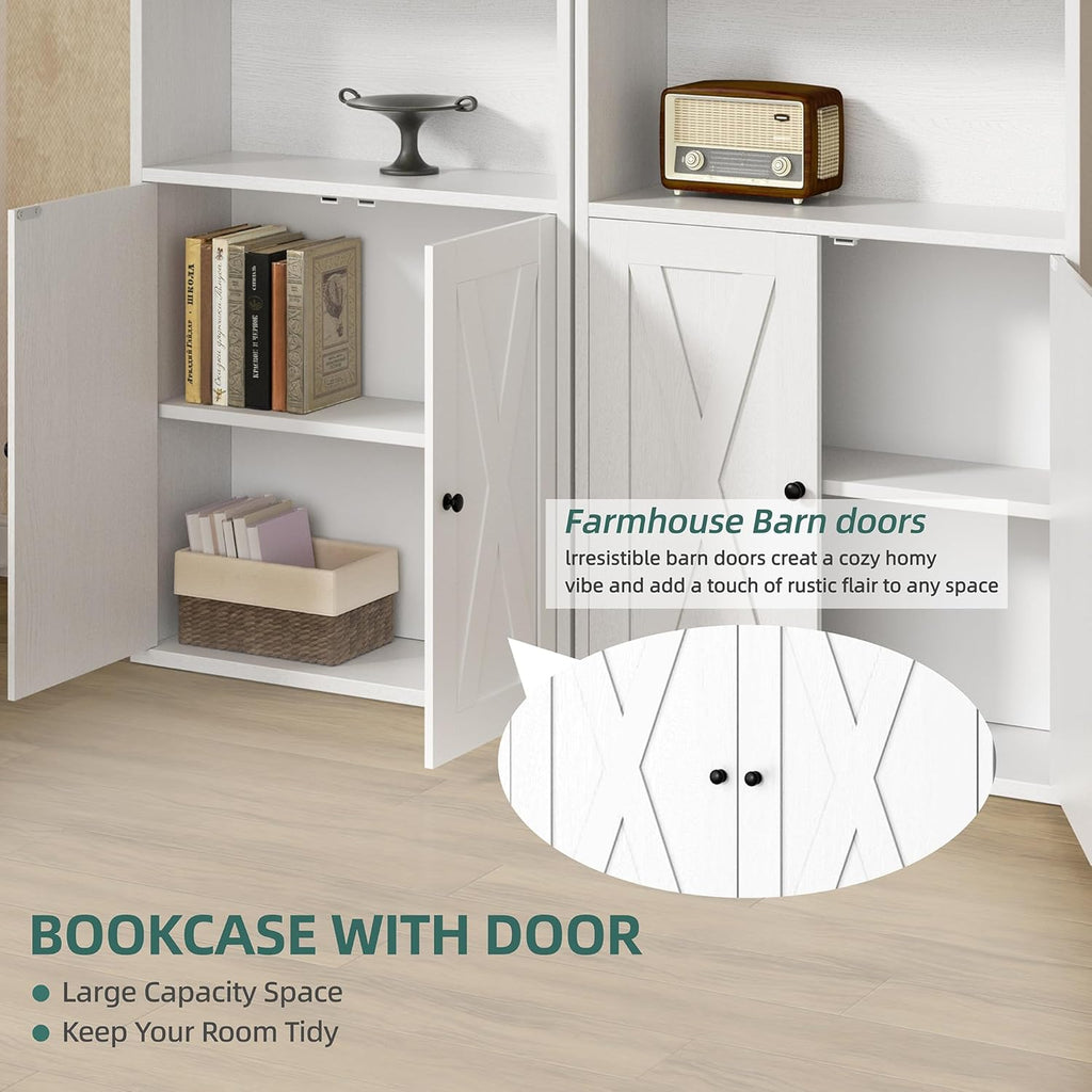 Bookshelf, Industrial Bookshelves and Bookcases with Doors Floor Standing 6 Shelf Display Storage Shelves 70.6 inches