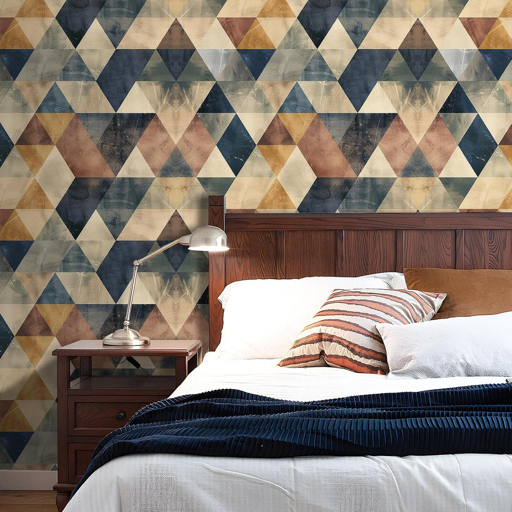 17.5x276 Retro Peel and Stick Wallpaper Geometric Mid Century Modern Wall Paper Removable Colorful Contact Paper