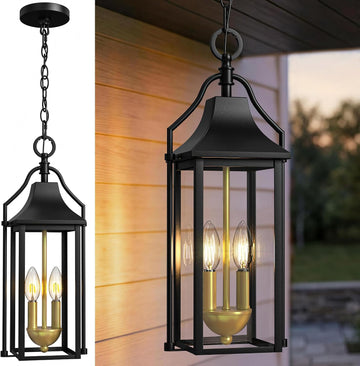Large Outdoor Hanging Lights, 20" Modern Outdoor Chandelier Exterior Pendant Lighting