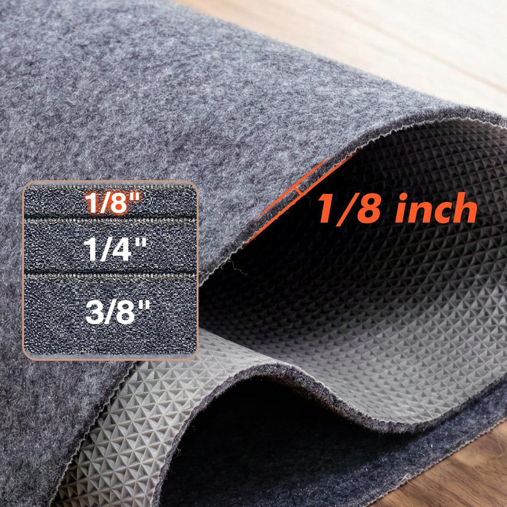 Non-Slip Rug Pad 6' x 9' - Felt & Rubber Underlay in Dark Gray, Waterproof & Grippy for Hardwood, Tile, Laminate - Set of 54