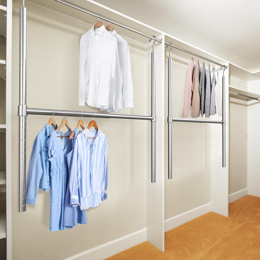 Adjustable Closet Hanging Rod, Chrome - 2 Pack