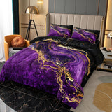 Black Gold Comforter Set Purple Marble Bedding Set King Black Marble Stone Abstract Artwork Bedroom Decor Black Marble