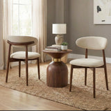 Dining Room Chairs Set of 2, Upholstered Farmhouse Dining Chairs with Solid Wood Legs and Fabric Seat for Kitchen or Dining Room, Beige