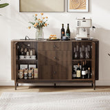 59" Buffet Cabinet with Drawers, Large Fluted Sideboard Buffet Storage Cabinet with Charging Station