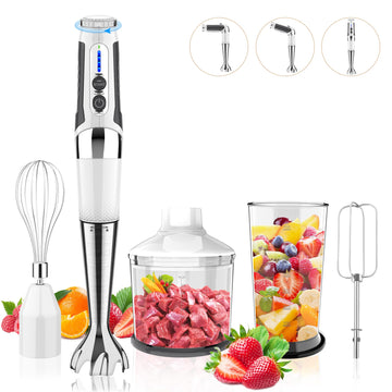 4-in-1 Cordless Immersion Blender, 21-Speed, 3-Angle Adjust, White