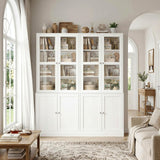 73.2" Tall Bookcase with Glass Doors, 6-Tier Book Shelf with Adjustable Shelf, Tall Bookshelf with Storage Cabinet