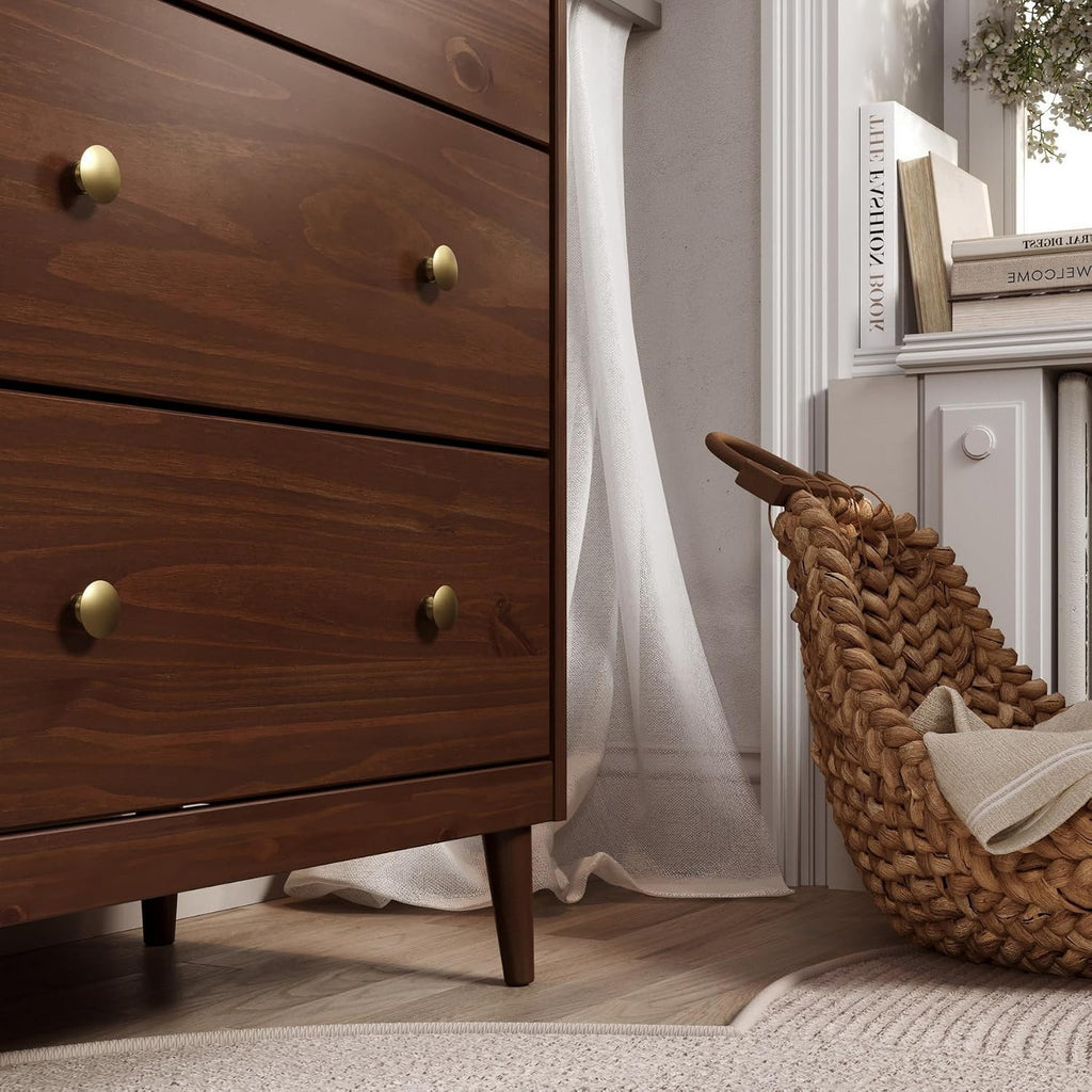 Solid Pine Wood 4 Drawer Dresser Spencer, Walnut