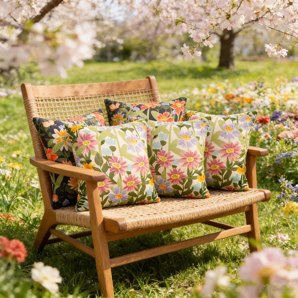 Outdoor Pillows Covers Pack of 2 Spring Summer Floral Waterproof Throw Pillow Covers 18X18 inch Outdoor Pillows