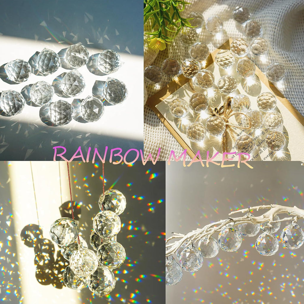 13pcs 2026 Crystal Ball Hanging Ornaments Chandelier Crystals - 20mm/30mm/40mm, Crystals for Suncatchers
